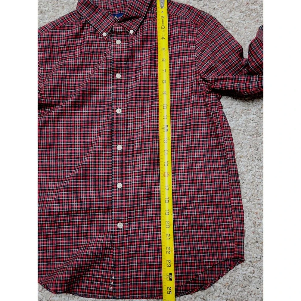 Ralph Lauren Kids Tartan Red Plaid Button Down Shirt Long Sleeve L 14-16